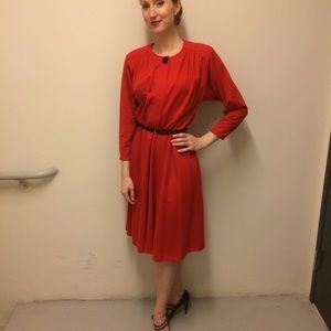 Vintage Jodi Michaels Red Dress w/ Shoulder Pads